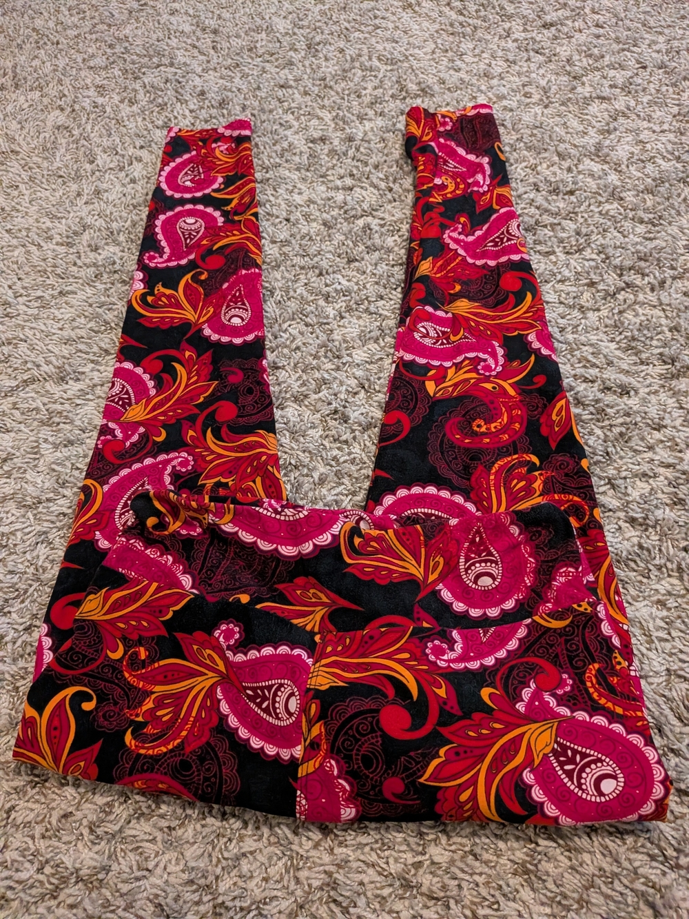 LuLaRoe Pink, Red & Orange Paisley Stretch Leggings
